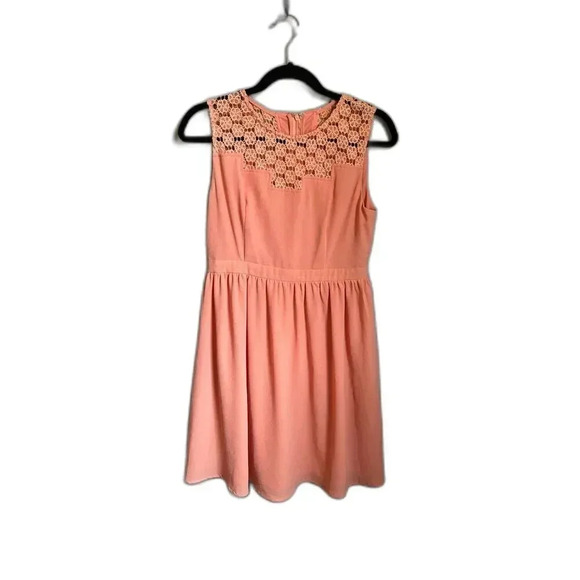 Altar'd State Dresses & Skirts - Altar'd State Peach Coral Sleeveless Crochet Top Sundress, Empire Waist Dress